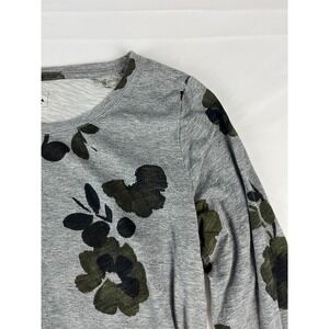 Sonoma Goods for Life Everyday Tee Gray Floral Print Long Sleeve Women's Size S‎
